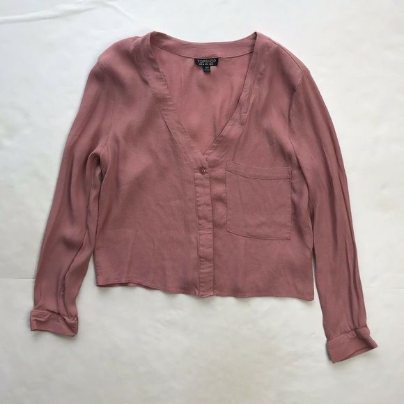 Topshop Tops - TopShop Women's Blouse Red Button-Up Shirt